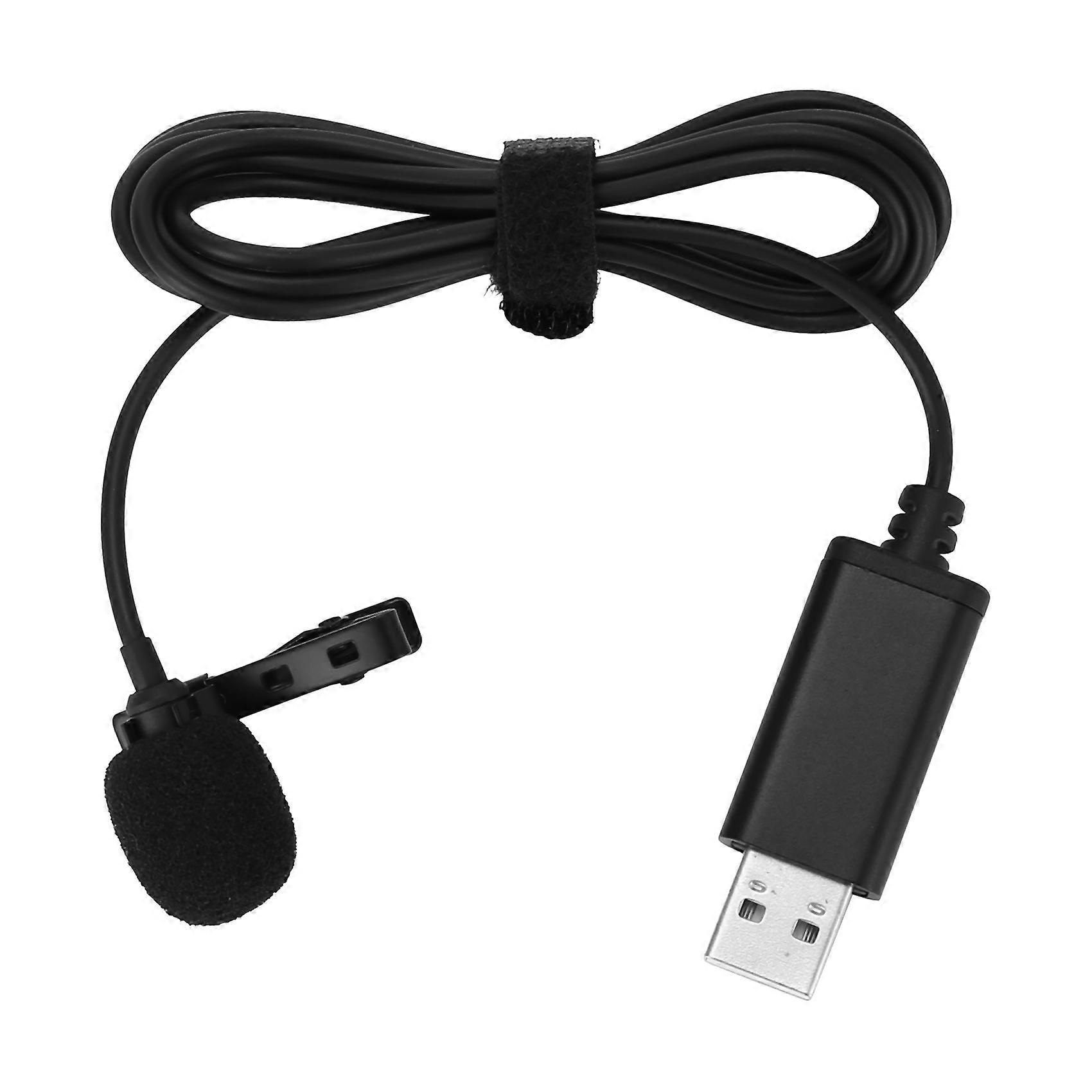 Universal USB Microphone Lavalier Microphone Clip-on Computer Mic Plug and Play Omnidirectional Mic