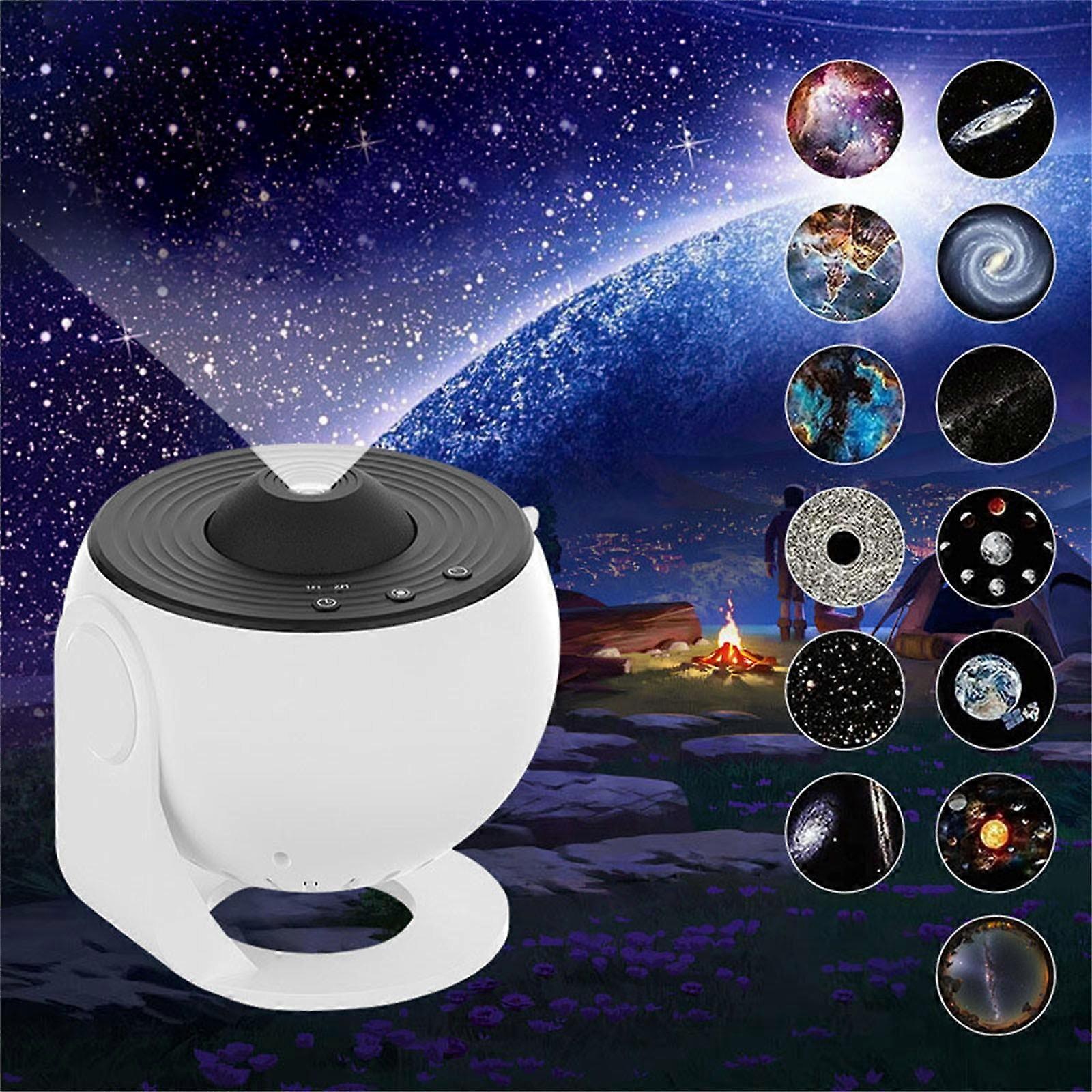 Okaydehi 12-in-1 Galaxy Projector with Solar System, 360° Rotating Starry Sky Light Lamp for Bedroom, Home Deco – White