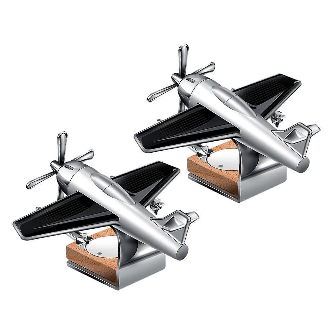 2Pcs Solar Powered Rotating Helicopter Car Dashboard Aromatherapy Ornament Stylish Decoration