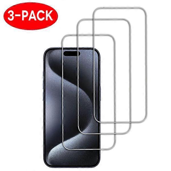 3-Pack - compatible with iPhone 15 Tempered Glass Screen Protector compatible with iPhone 15