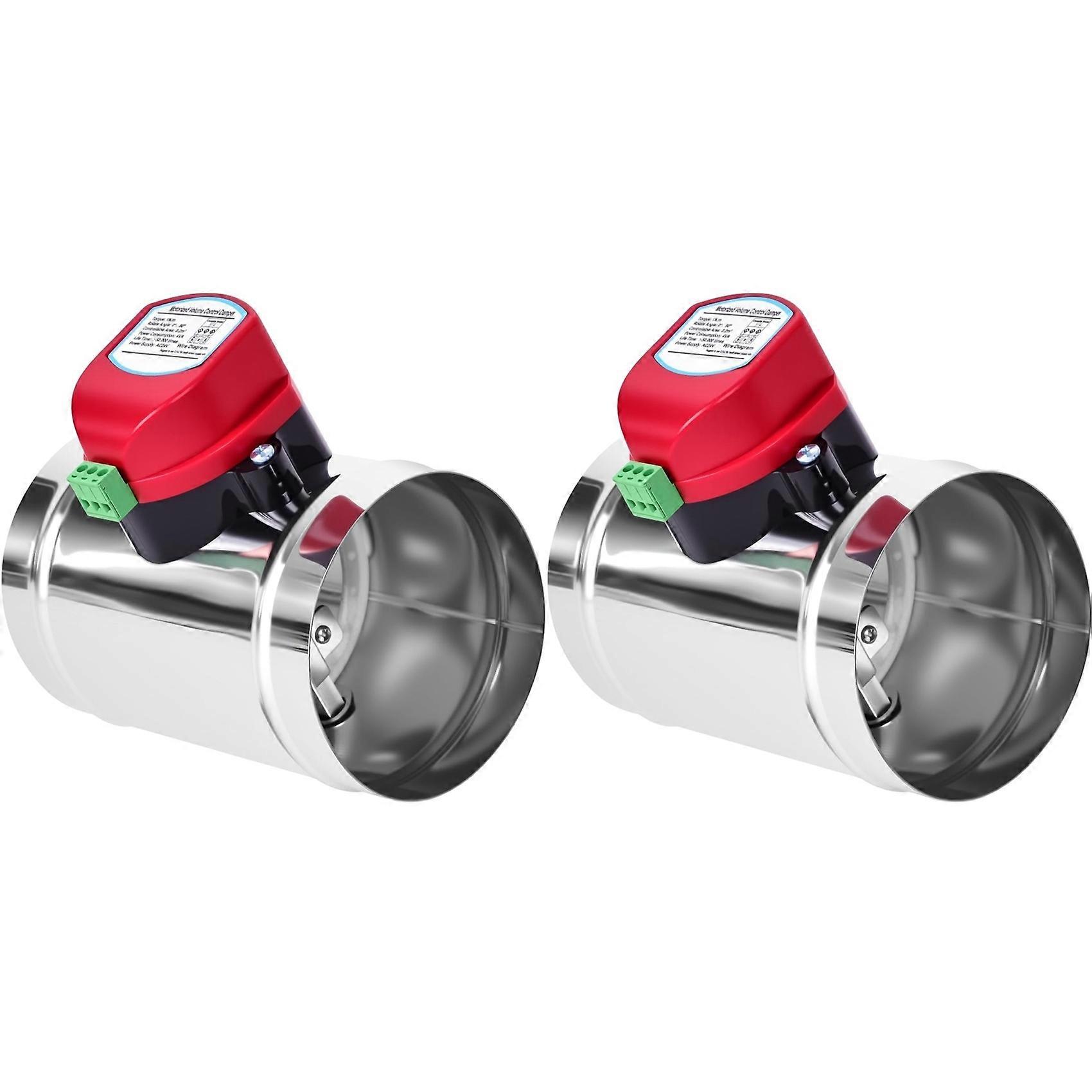 2pcs 4in Motorized Duct Damper-Adjustable Volume Balancing & Backdraft Damper Control,Airflow Control Damper