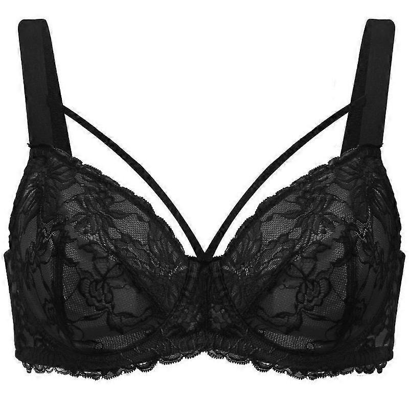 HSIA Pretty In Petals Plus Size Elegant Lace Unlined Full Coverage Strappy Underwire Bra with Adjustable Straps and Soft Mesh for Women's Ev