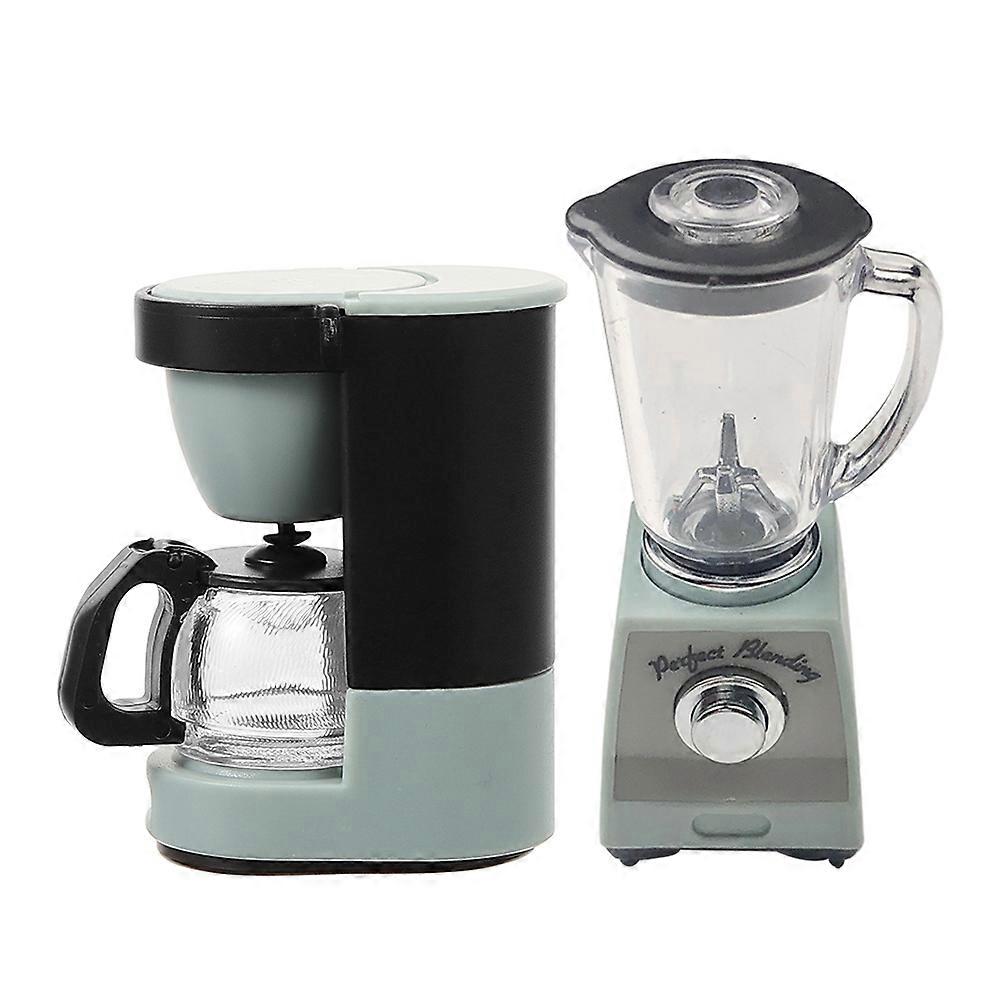 Miniature Dollhouse Coffee Maker Toy for Pretend Play 3Sets in Blue