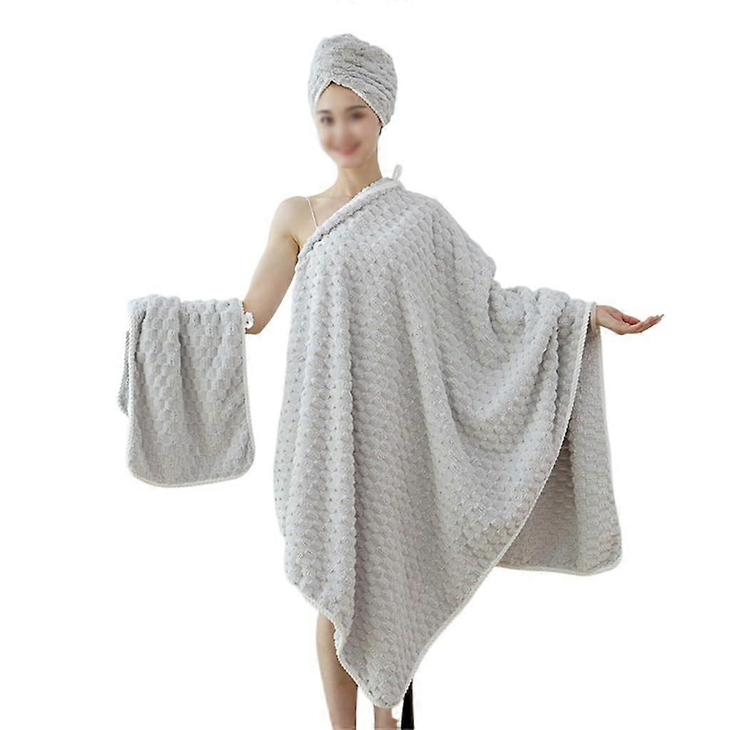 Luxury Bath Towel Set Soft Absorbent NonShedding Plush Thickened Coral Velvet 3Piece