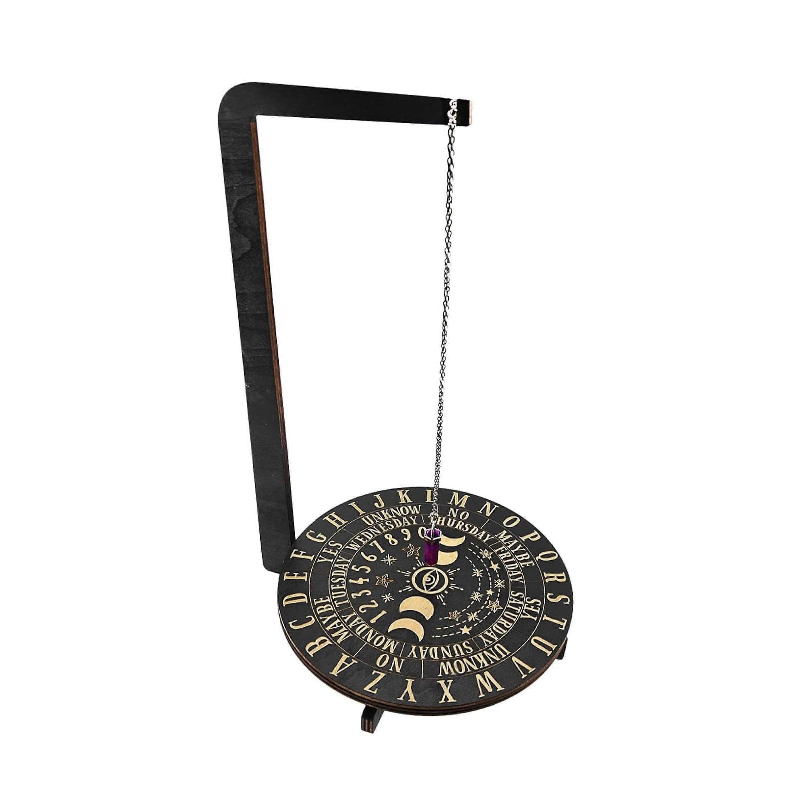 Crystal Display Stand with 360° Rotating Wooden Holder for Jewelry, Pendulums and Meditation Decor