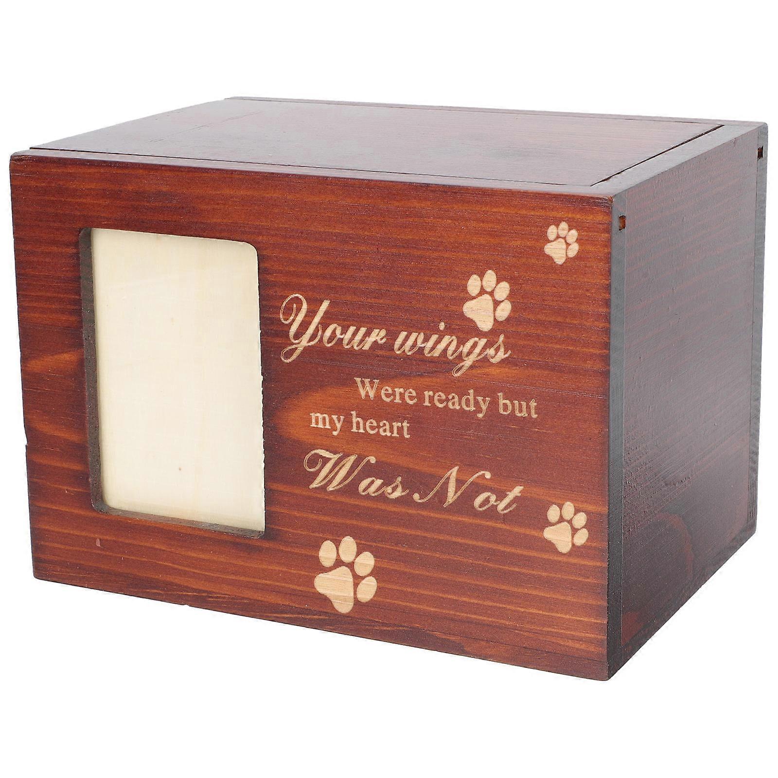 Pet Urn Bone Ash Box for Storage Use Brown Wood