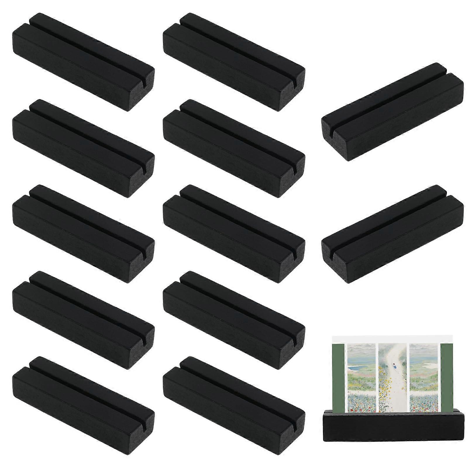 12 Pcs Black Wooden Table Number Holders, Rustic Place Card Holders for Weddings, Parties and Events