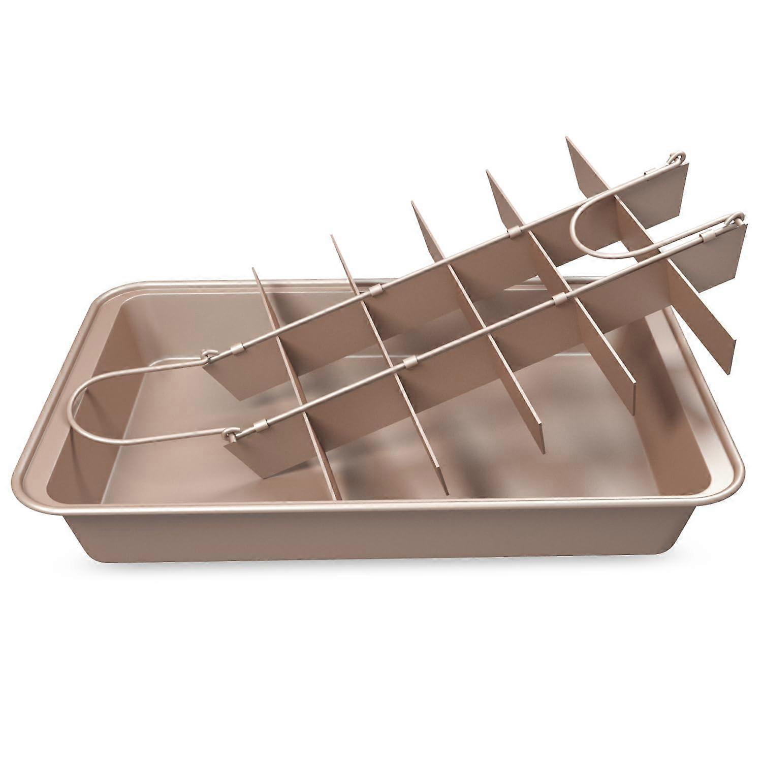 Brownie Pan with Dividers Nonstick Coating Carbon Steel 18Slice Adjustable Grid for Even Baking