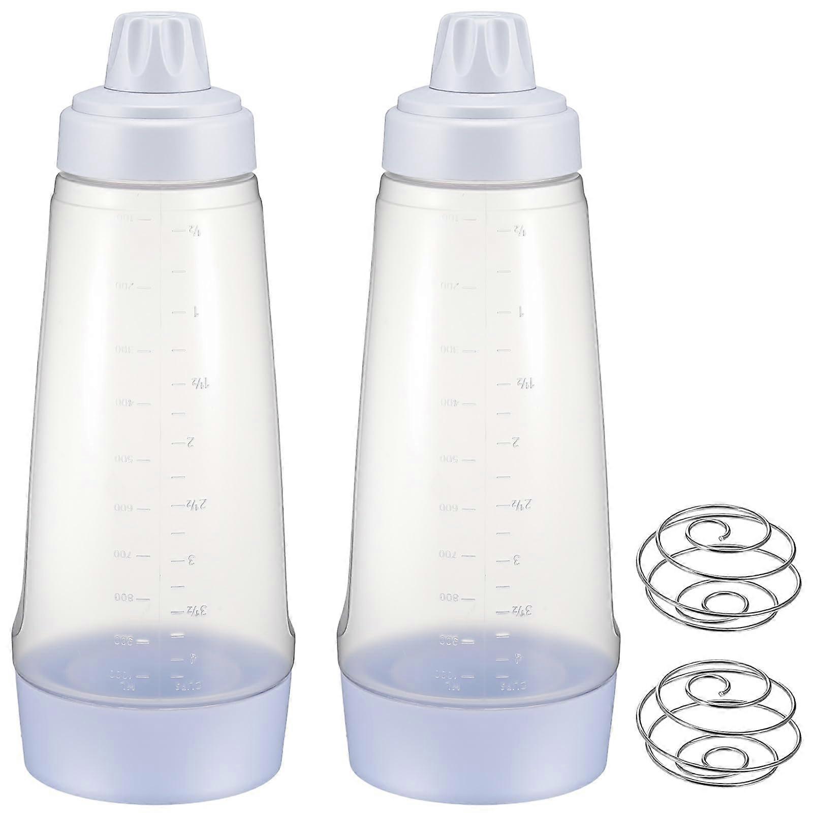 2Pack Pancake Batter Dispenser with Whisk Ball, 1000ml BPA Mixing Bottle for Cupcakes and Crepes