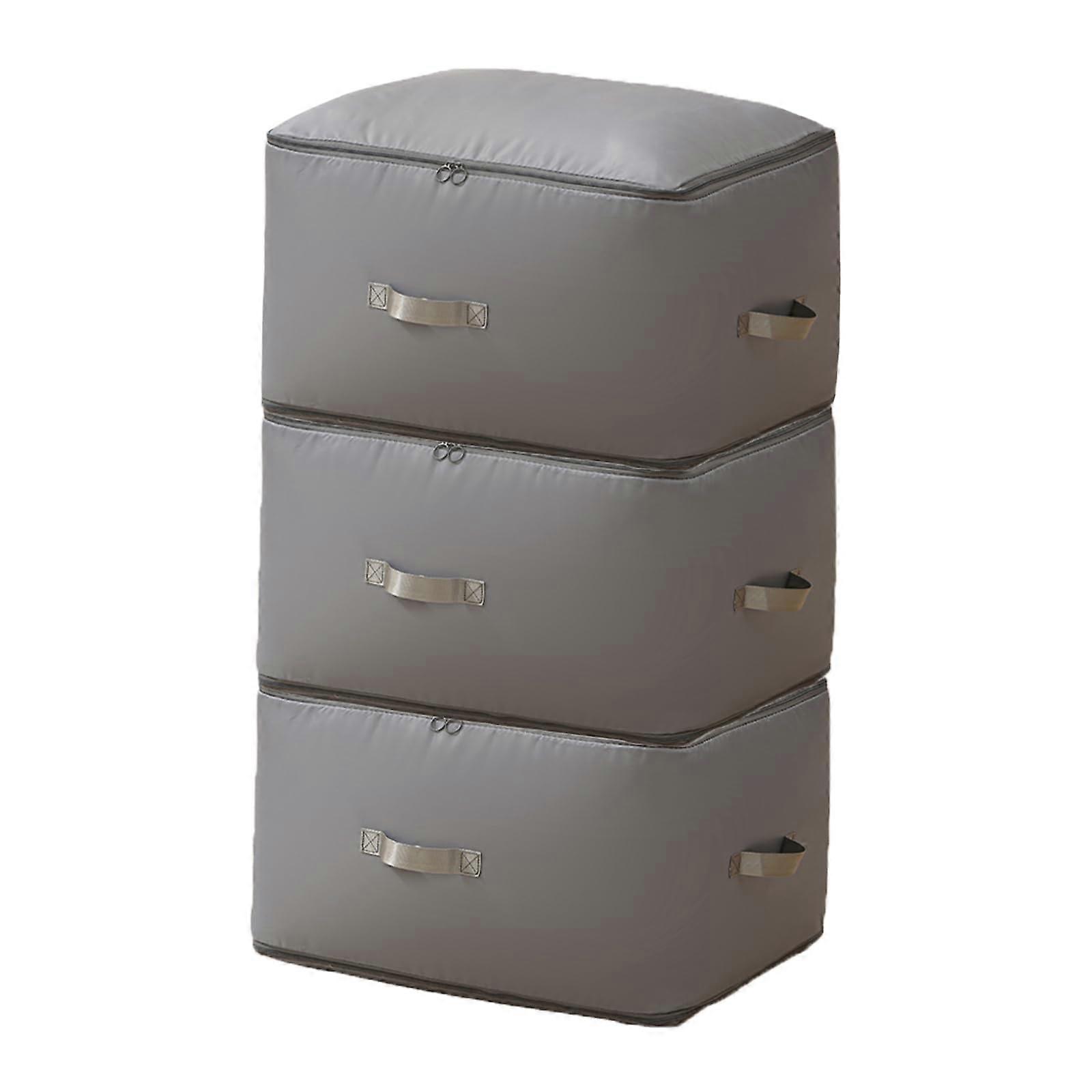 3 Pack XL Compression Storage Bags with Handles, Extra Large Space Saving for Bedding, Clothes, Gray