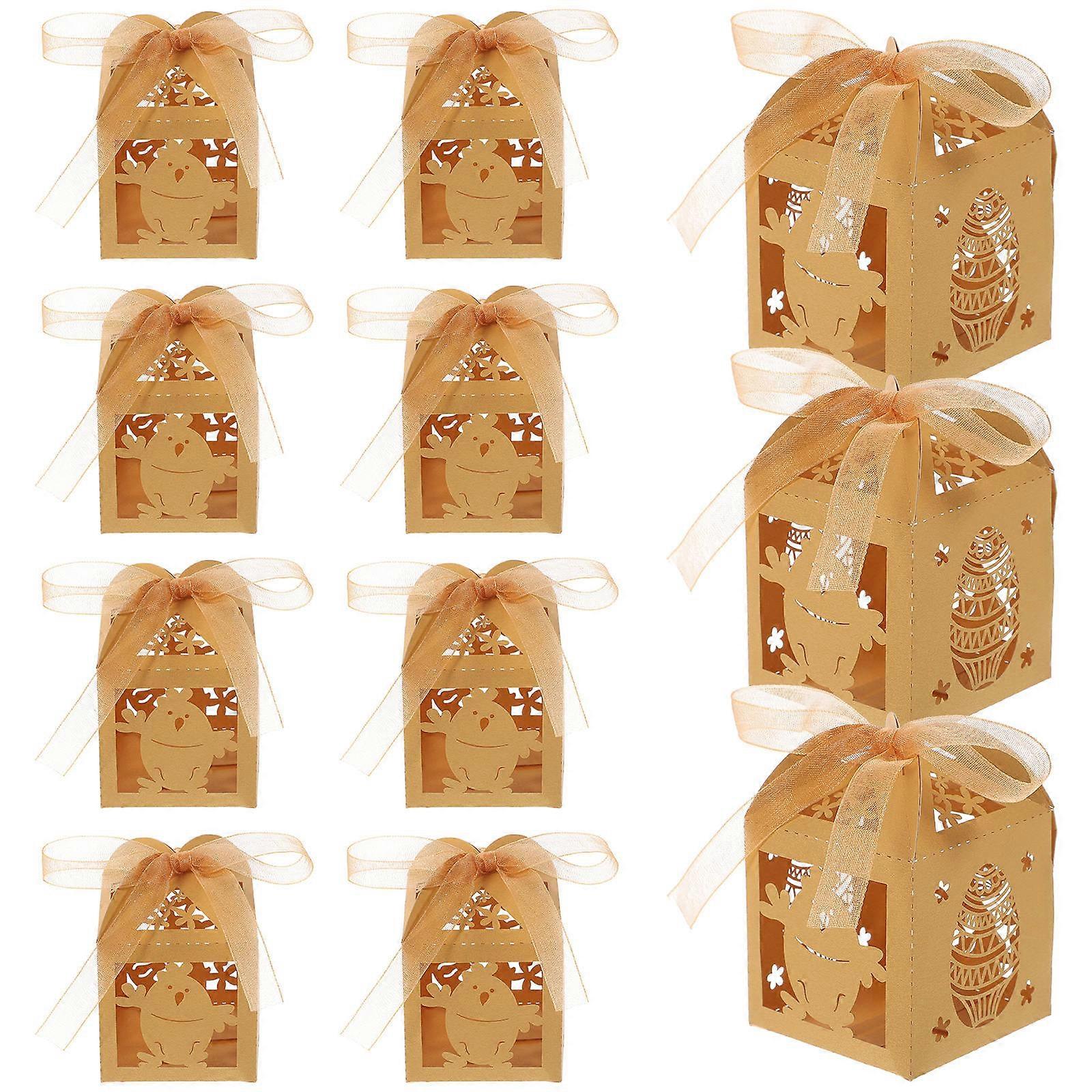 Easter Hollow Candy Boxes 50Pcs Golden Rectangular Party Supplies Gift Holding Candy Storage