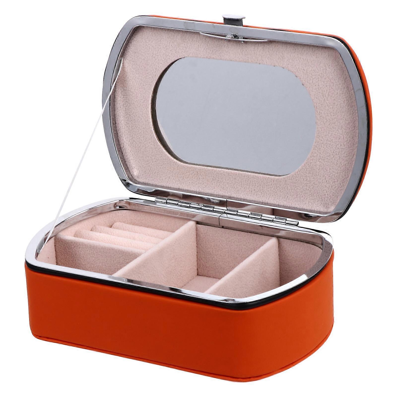 Smooth Storage Box Jewelry Case for Storage 1Pcs Orange PU Practical Case