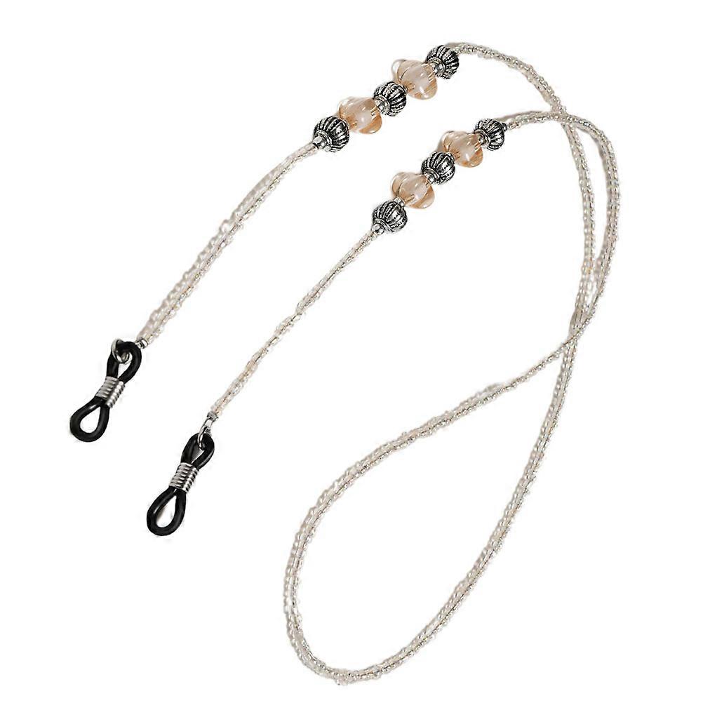 Eyeglasses String Holder White Beads Pendant for Eyeglass Retro Chain