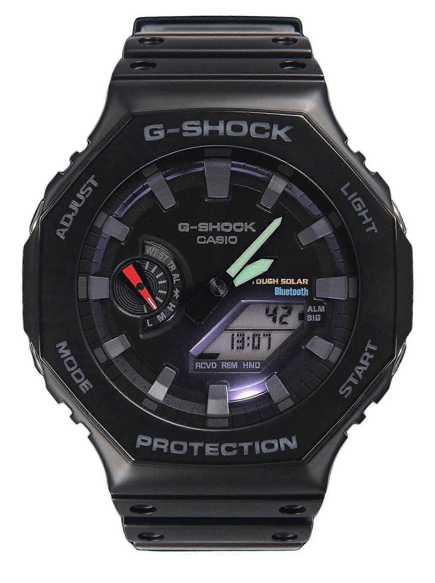 שעון גברים Casio G-Shock אנלוגי דיגיטלי נייד קישור רצועת שרף שחורה עמידה בפני שמש GA-B2100-1A 200M