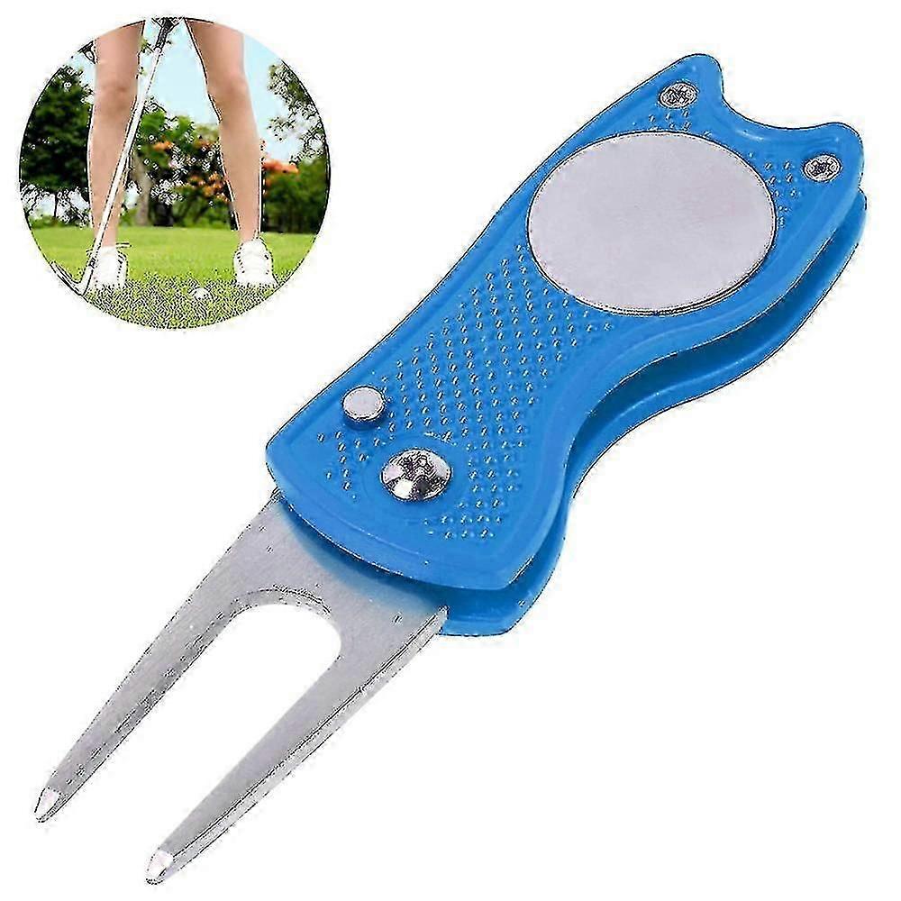 All Metal Foldable Golf Divot Tool With Pop-up Button Magnetic
