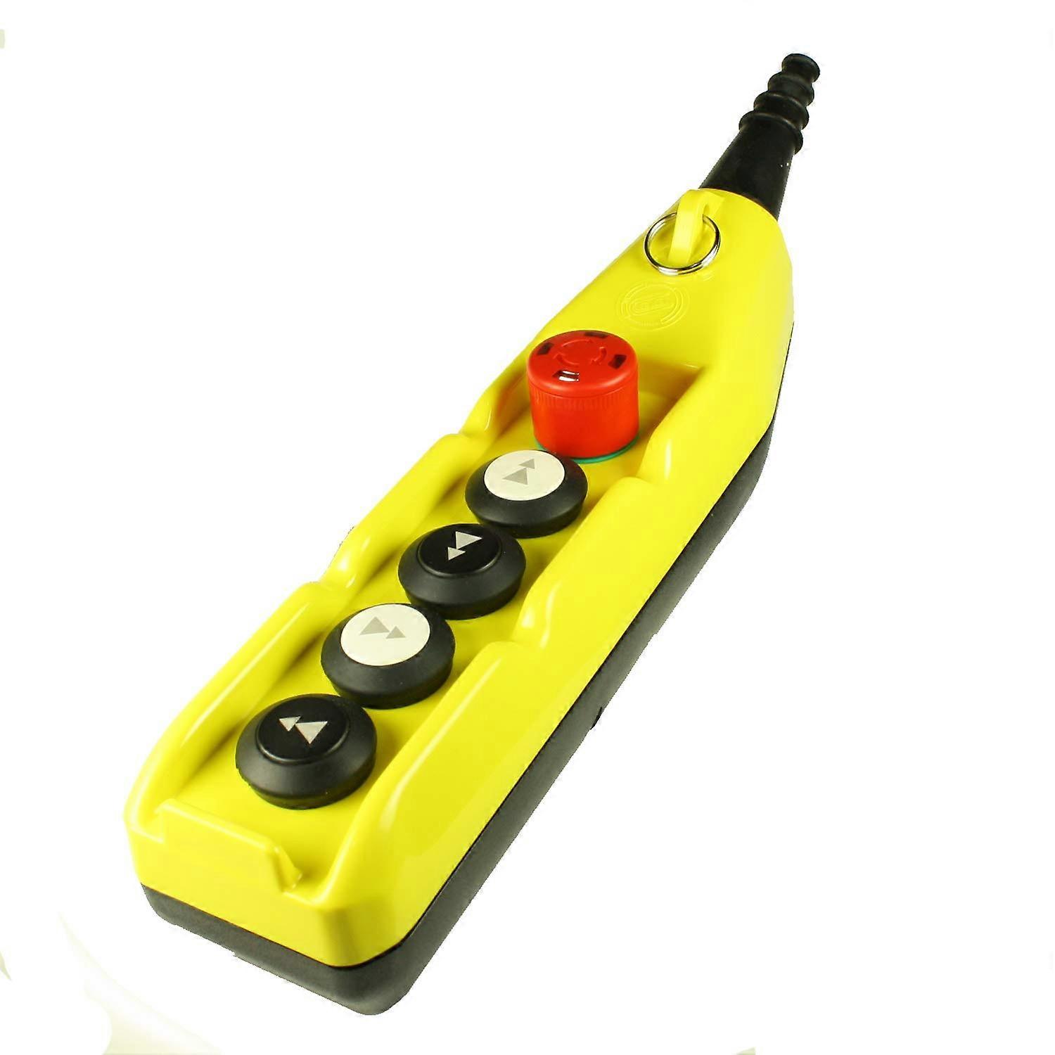 5 Button Crane Pendant Control Station with Emergency Stop, Single Row Overhead Hoist Switch