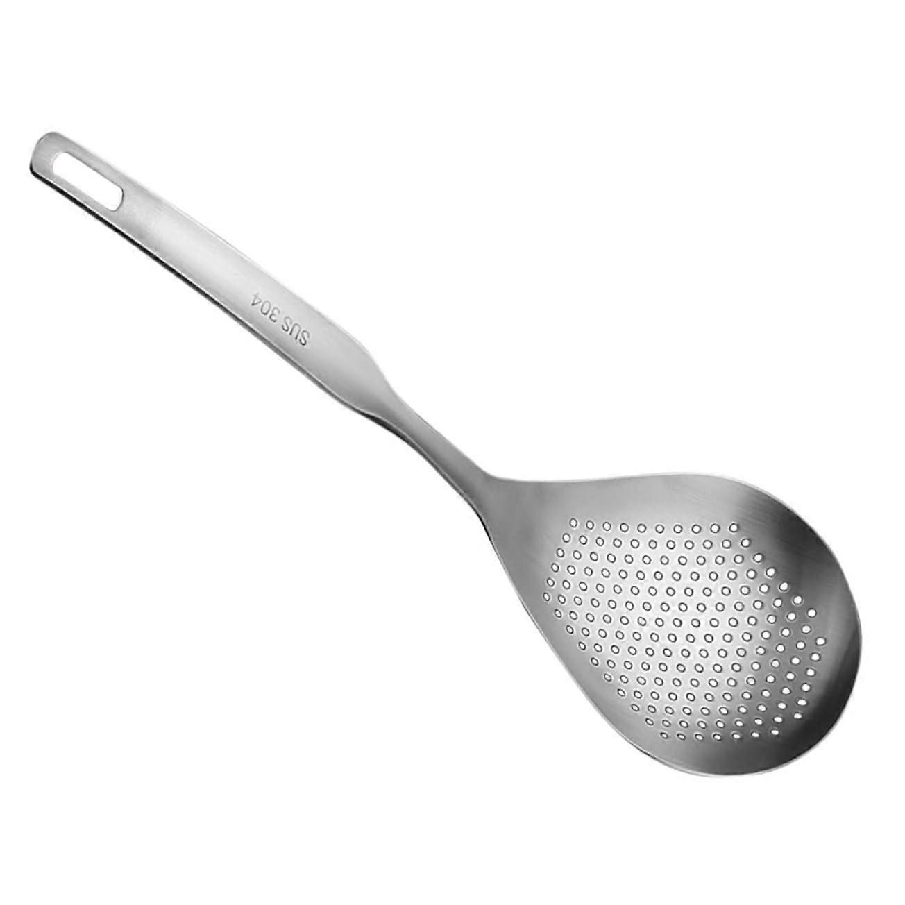 Kitchen Strainer Spoon with Ergonomic Nonslip Handle for Easy Pasta and Noodle Straining