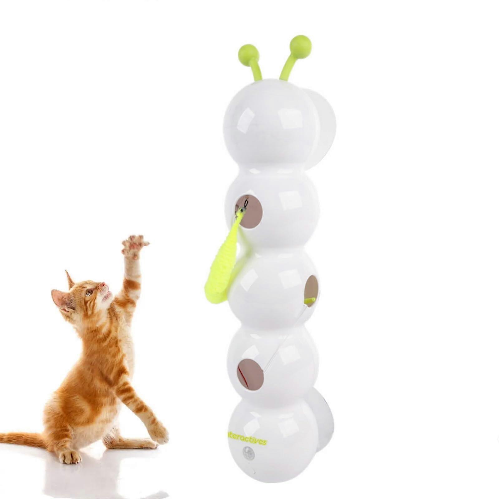 Interactive Cat Toy with Suction Cup and Fluffy Tail, Automatic Smart Motion Sensor for Wall