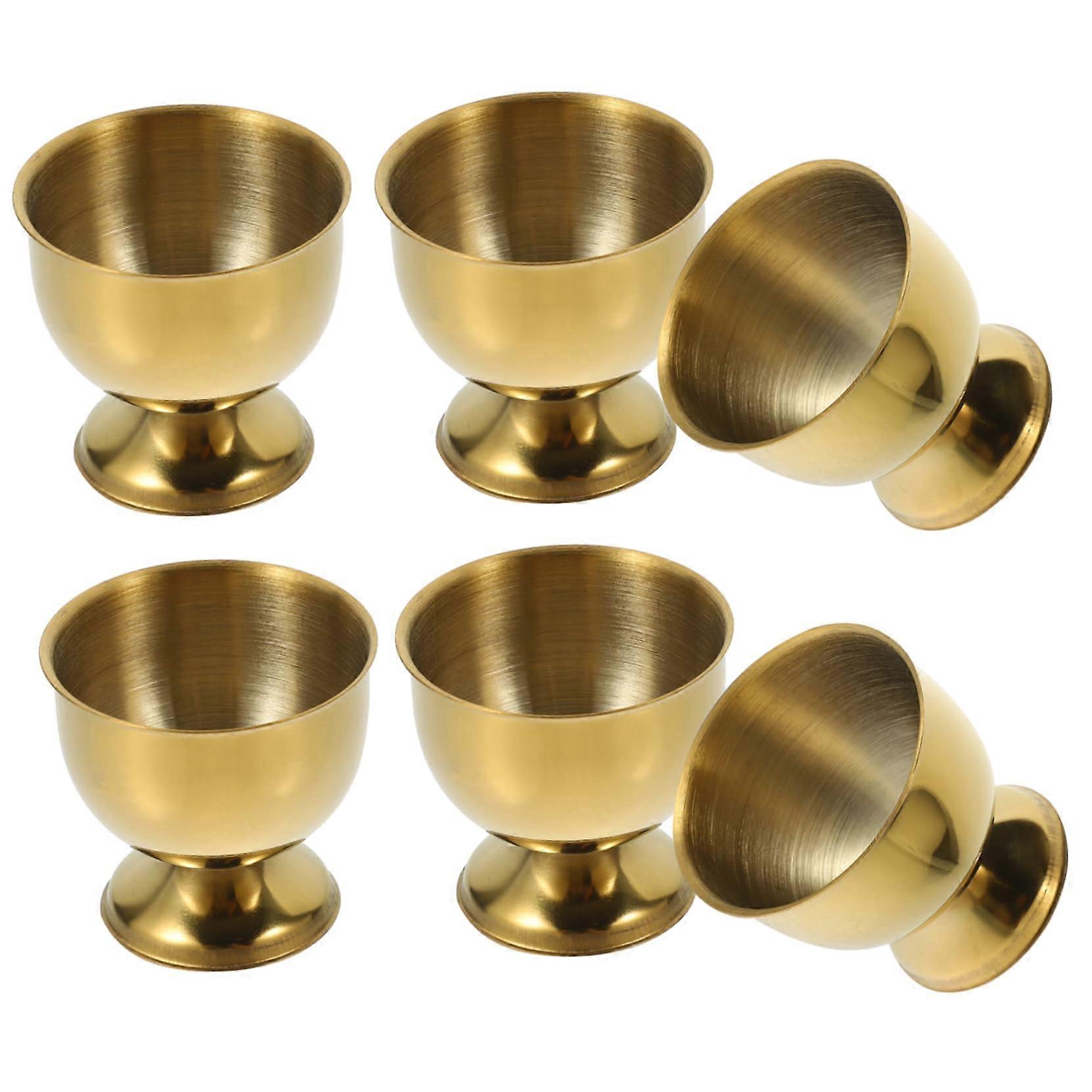 Stainless Steel Egg Cups Set and Holder Stand 6pcs for Elegant Breakfast Table Display