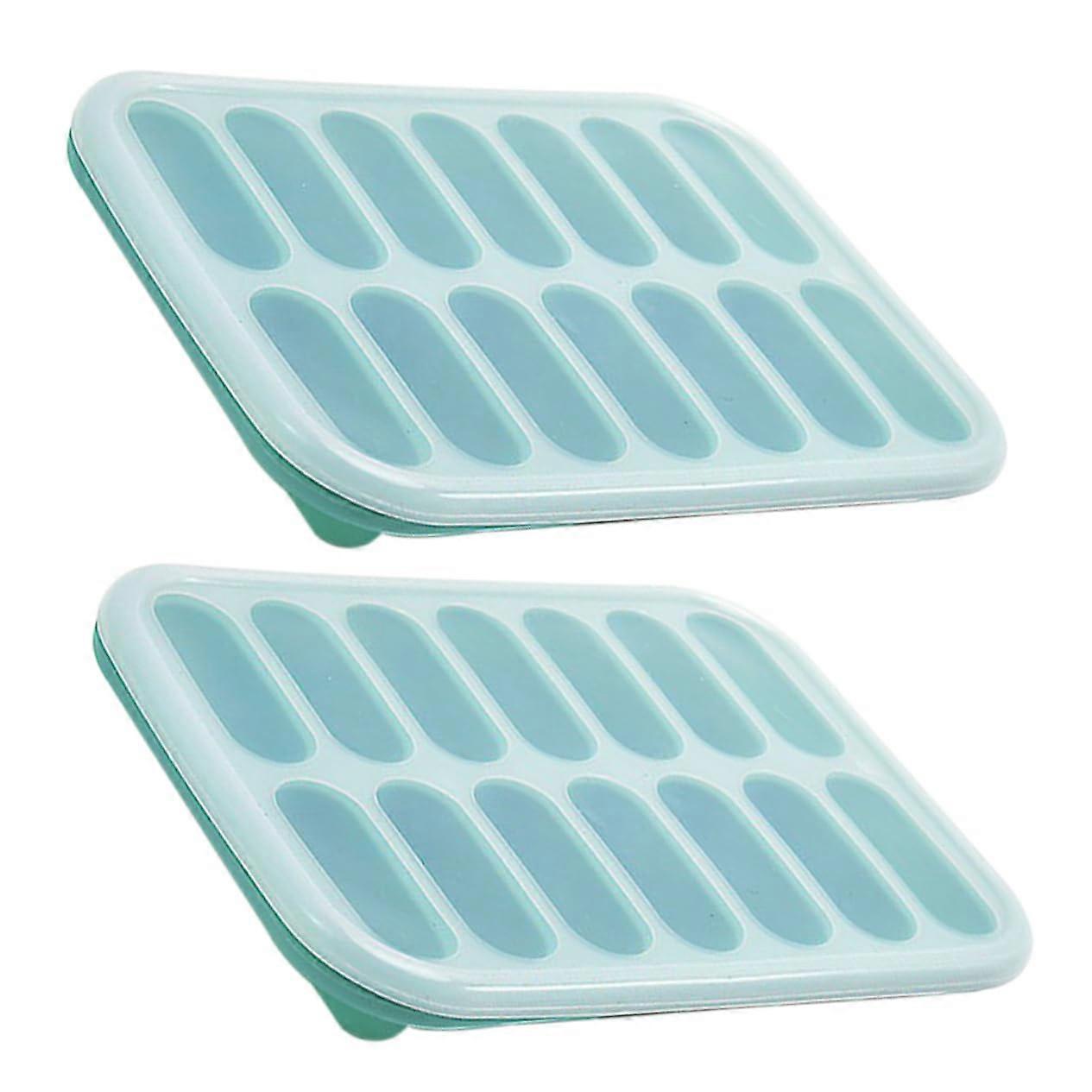 2pcs Silicone Ice Cube Tray with Lid, Reusable Sausage Mold for Baking and MultiPurpose Use
