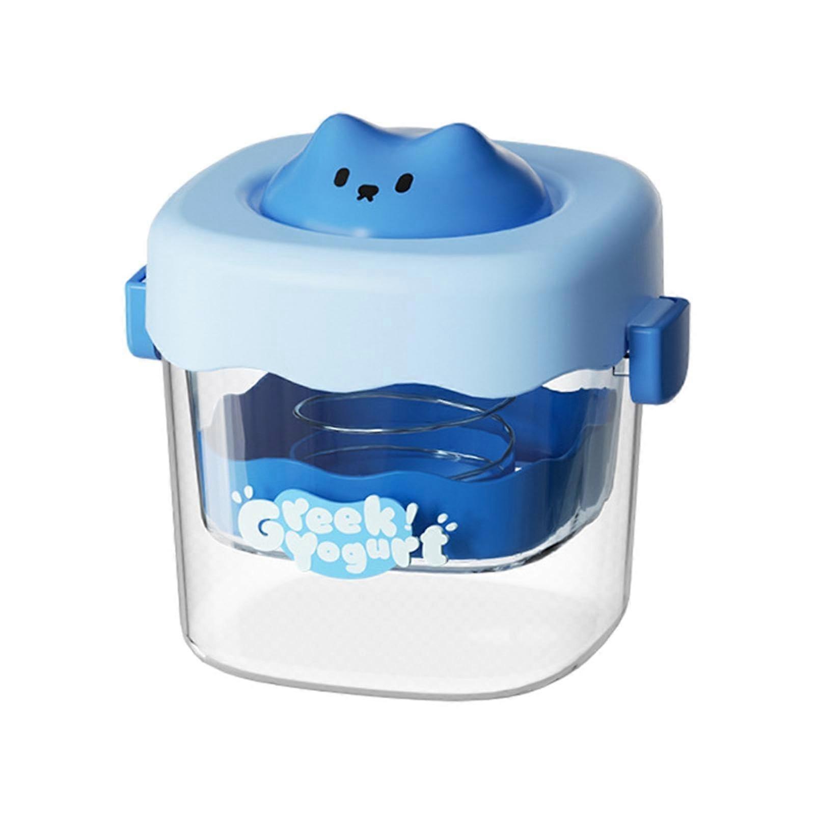 Greek Yogurt Maker with Fine Mesh Strainer and Whey Separator, Transparent Container, Blue