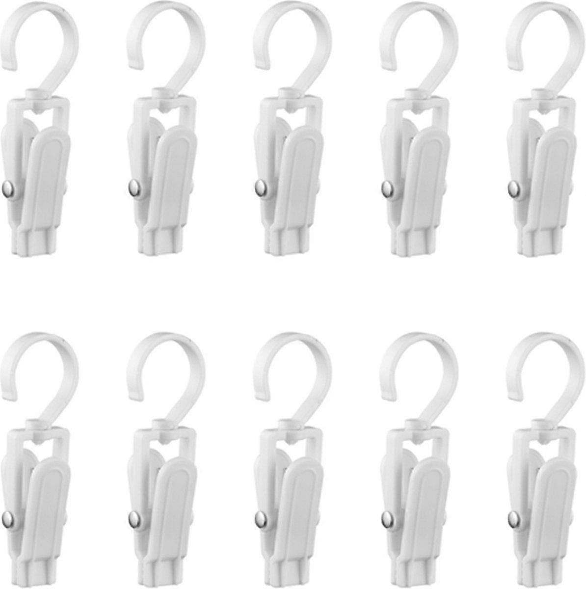 Clothes pegs - with hooks - matt white - 10 pieces - clothes rack clips