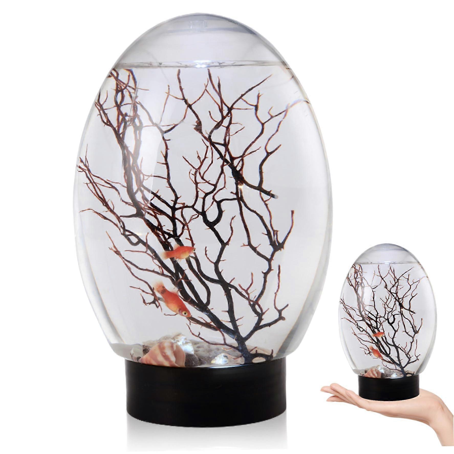 SelfSustaining Desktop Aquarium with LED Light, Compact Mini Fish Tank for Home or Office Decor