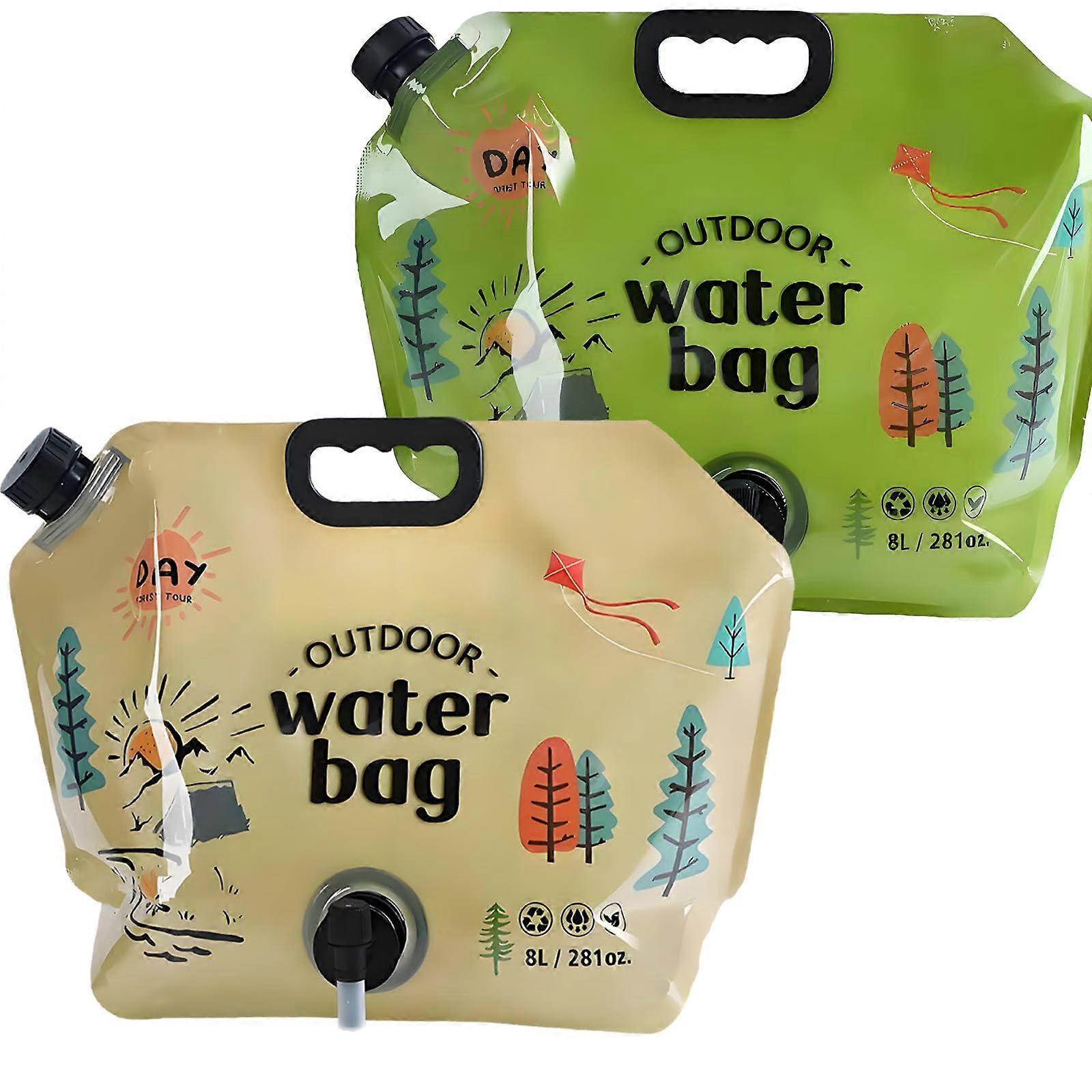 2Pcs Collapsible 8L Water Container with Leakproof Spigot, BPA Folding Jug for Camping