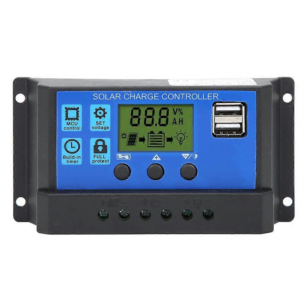 30A Solar Charge Controller 12V/24V with LCD Display and Dual USB Output for RV OffGrid Systems