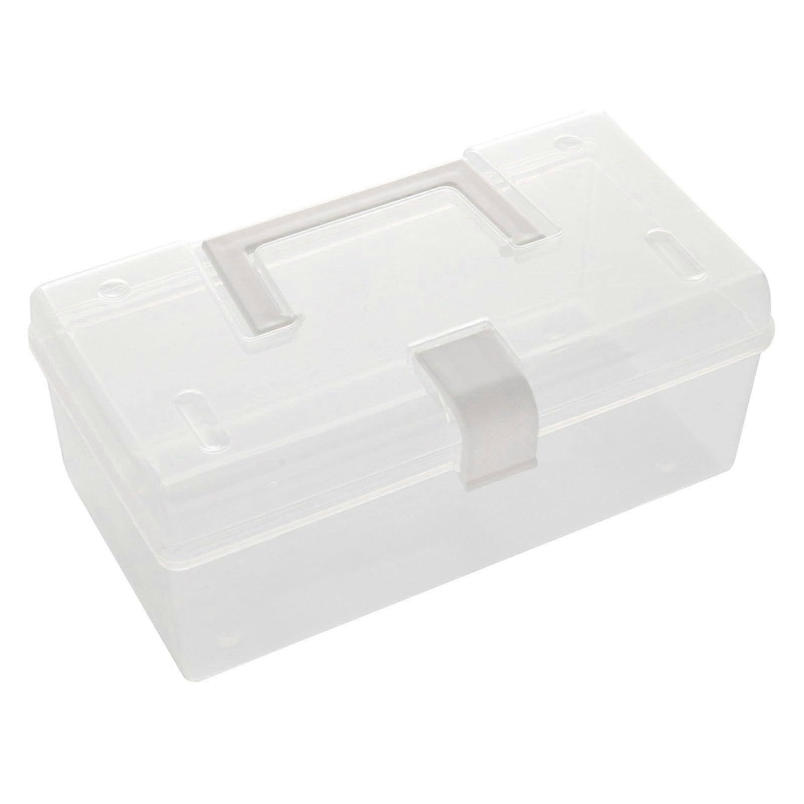Clear Plastic Storage Box with Handle and Lock, Multipurpose Organizer for Crafts and Cosmetics