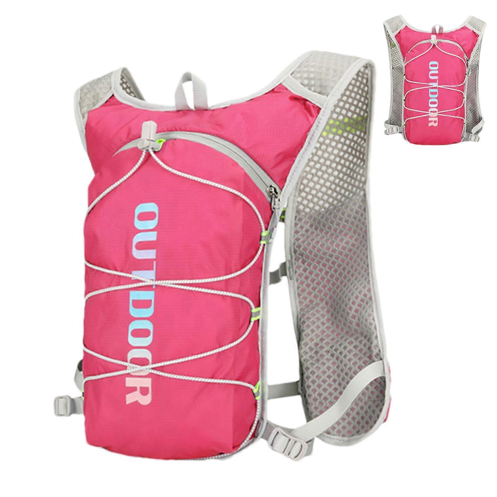 Lightweight Running Hydration Backpack with Reflective Safety Strips, Weatherproof Breathable Mesh, Hot Pink