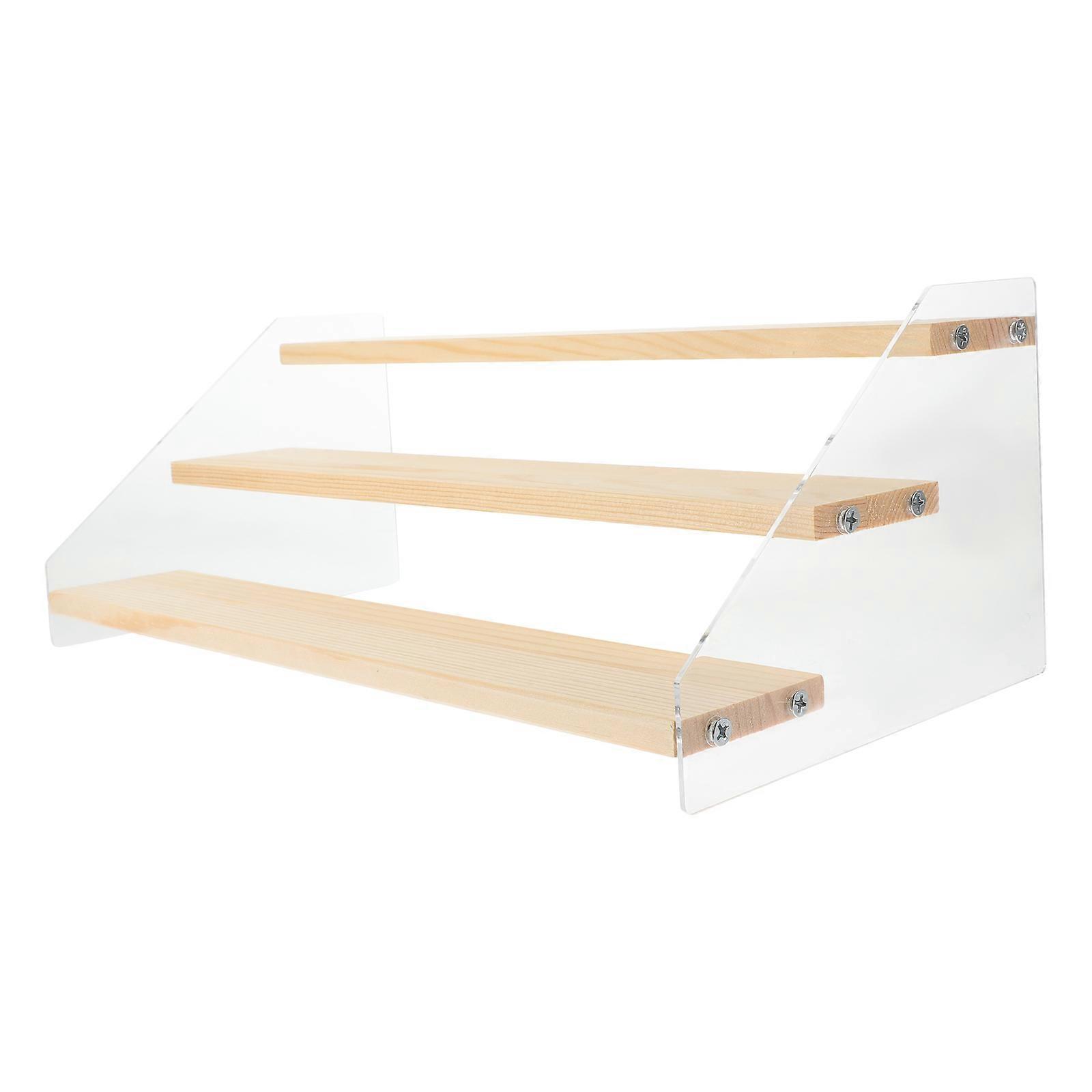 Transparent Wooden Display Rack for Storage 2Pcs Desktop Riser Stand
