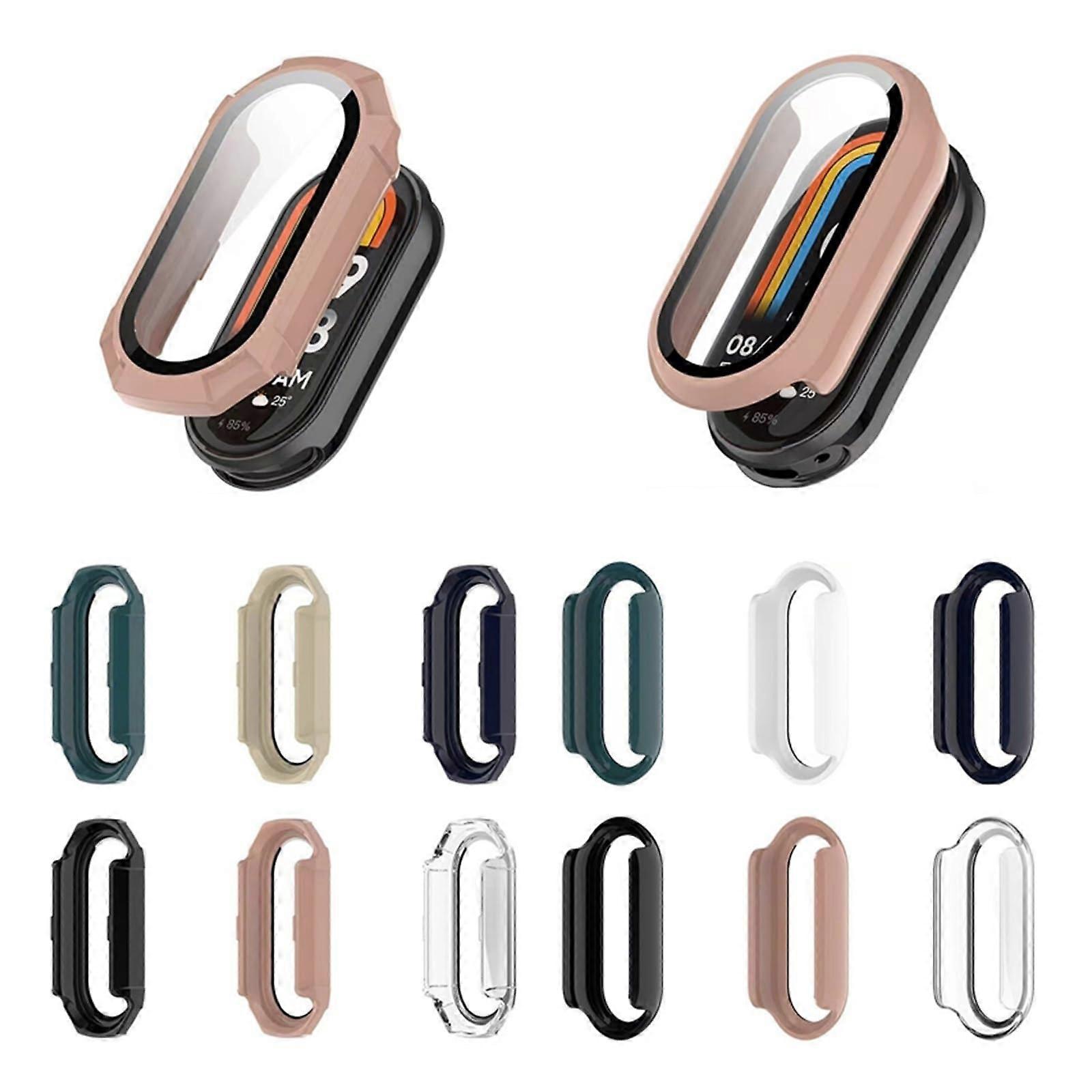 Case for Mi Band 9 with Glass Screen Protector, Clear Full Coverage Bumper Shell, 2 Pack