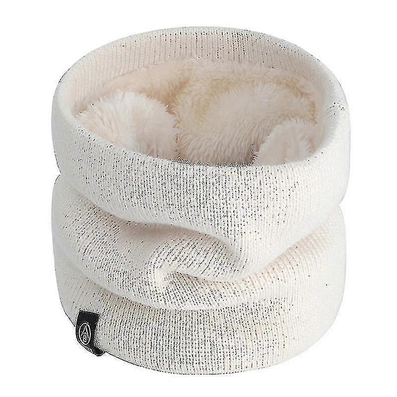Winter Double-layer Neck Warmer Knit Fleece Lined Circle Loop Scarves