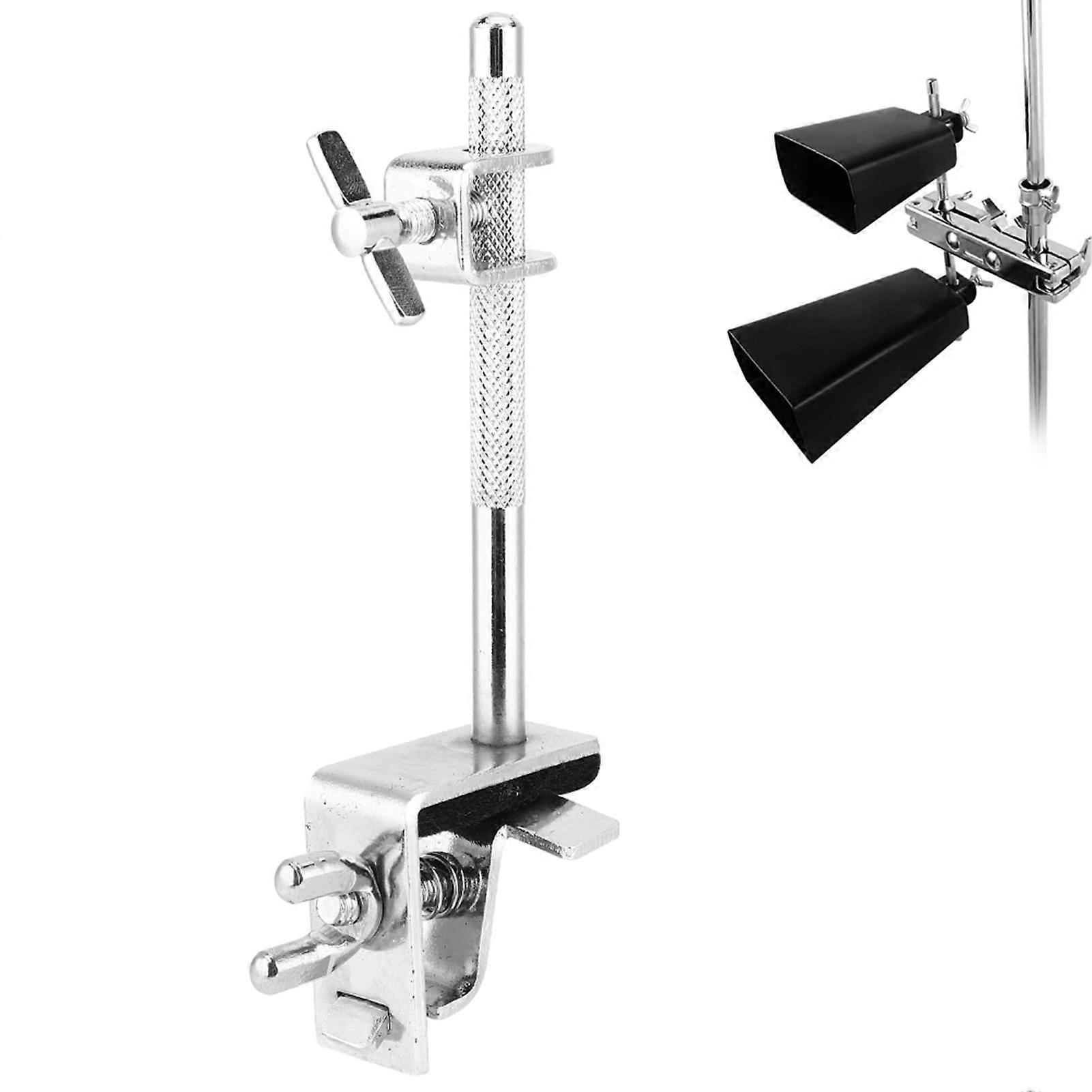 Adjustable Cowbell Holder for Drum Kit with Secure Hoop Mounting and Quick Setup Clamp