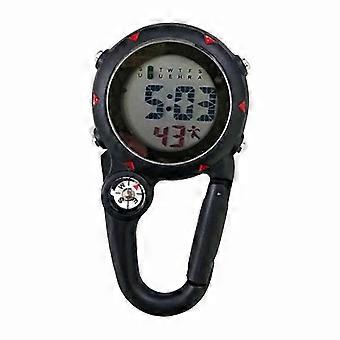 Lichtgevend digitaal horloge met karabijnhaak voor buitenactiviteiten. Krasbestendig en nauwkeurige tijdweergave voor aan rugzakriem of broekzak.