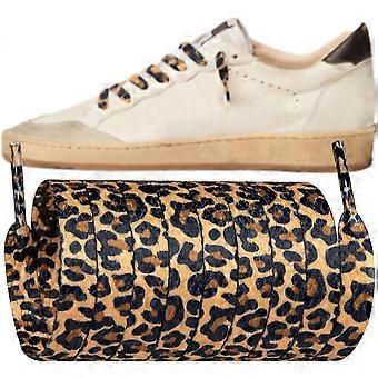Leopard Print Schnürsenkel für Golden Goose Sneakers, 8MM flache Gepard Schnürsenkel Ersatz Strings für GG Leopard 1 54Inch