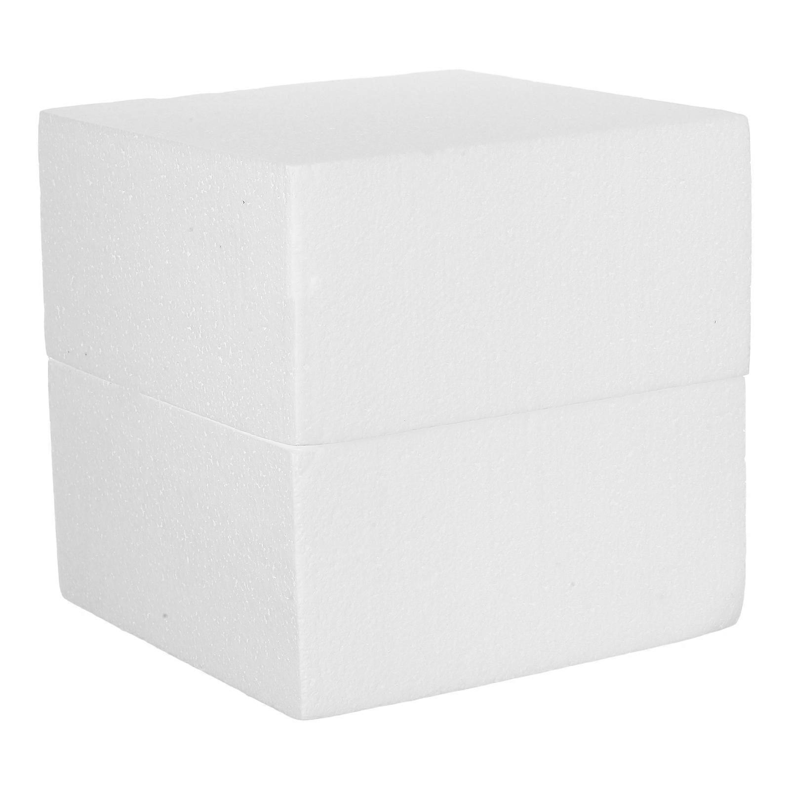 Cake Dummy Square Foam Practice Model for Baking Teaching 2Pcs White