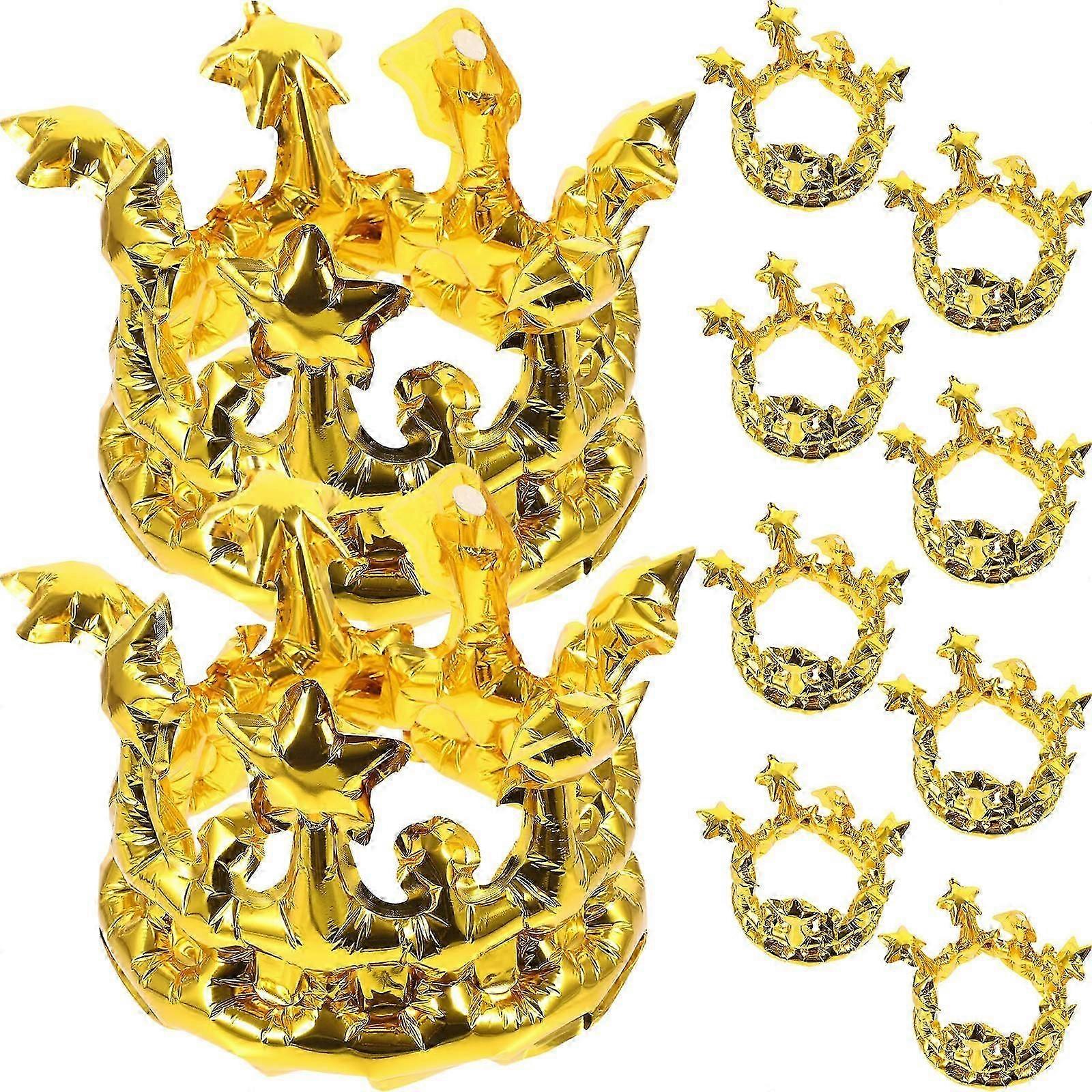 Golden Inflatable Crown | Inflatable Party Accessory | 40Pcs