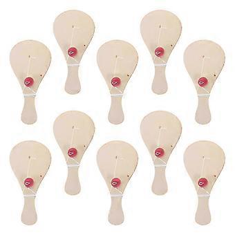 Hand Paddles Paddle Ball Game Set Wooden Paddle Balls With String Toys Entertainment Classroom Activities Children 10Pcs