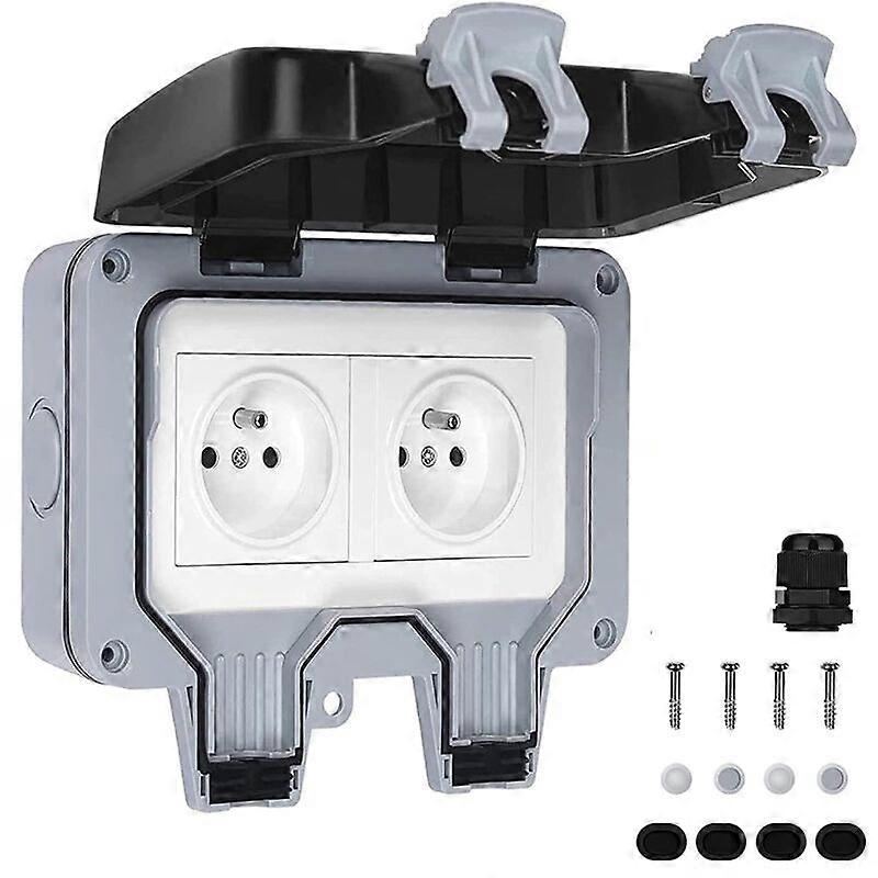 Waterproof Socket Double Outdoor Electrical Socket IP66 Waterproof Wall Socket 16A