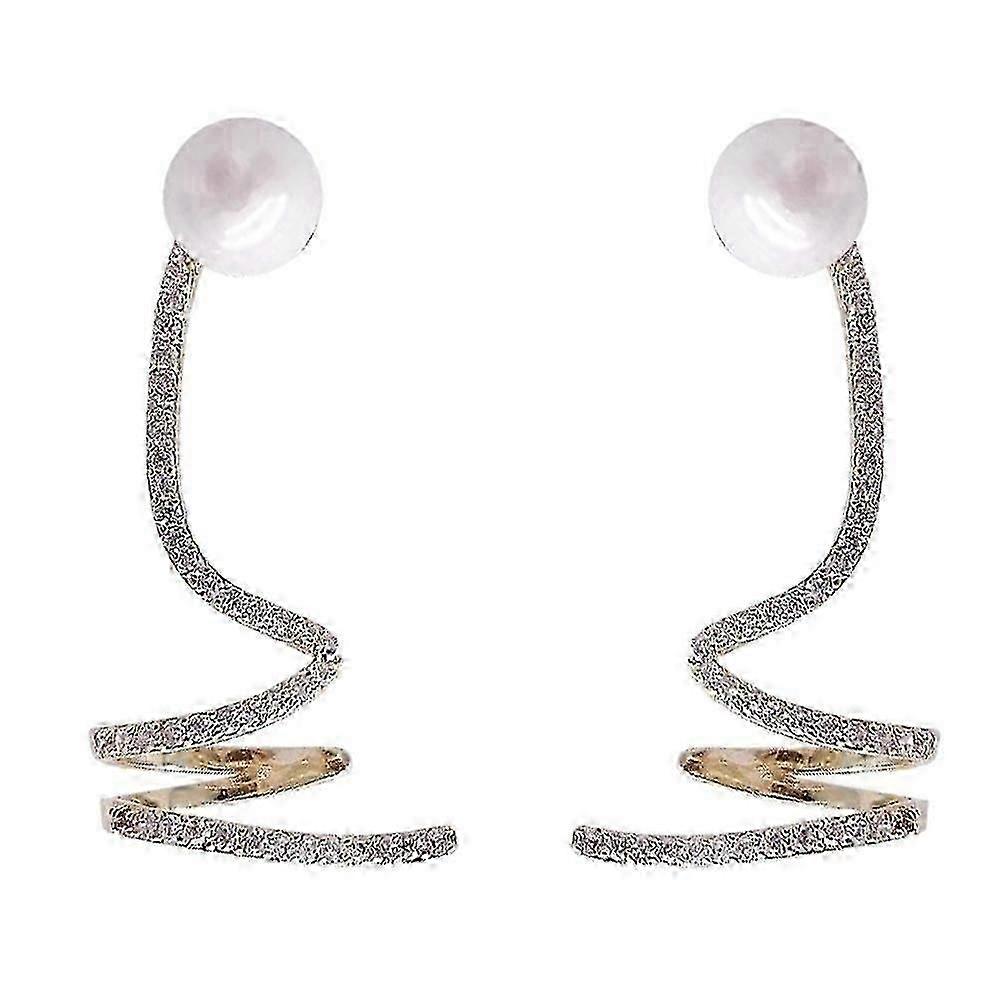 1 Pair Rhinestone & Pearl Ear Climber Earrings