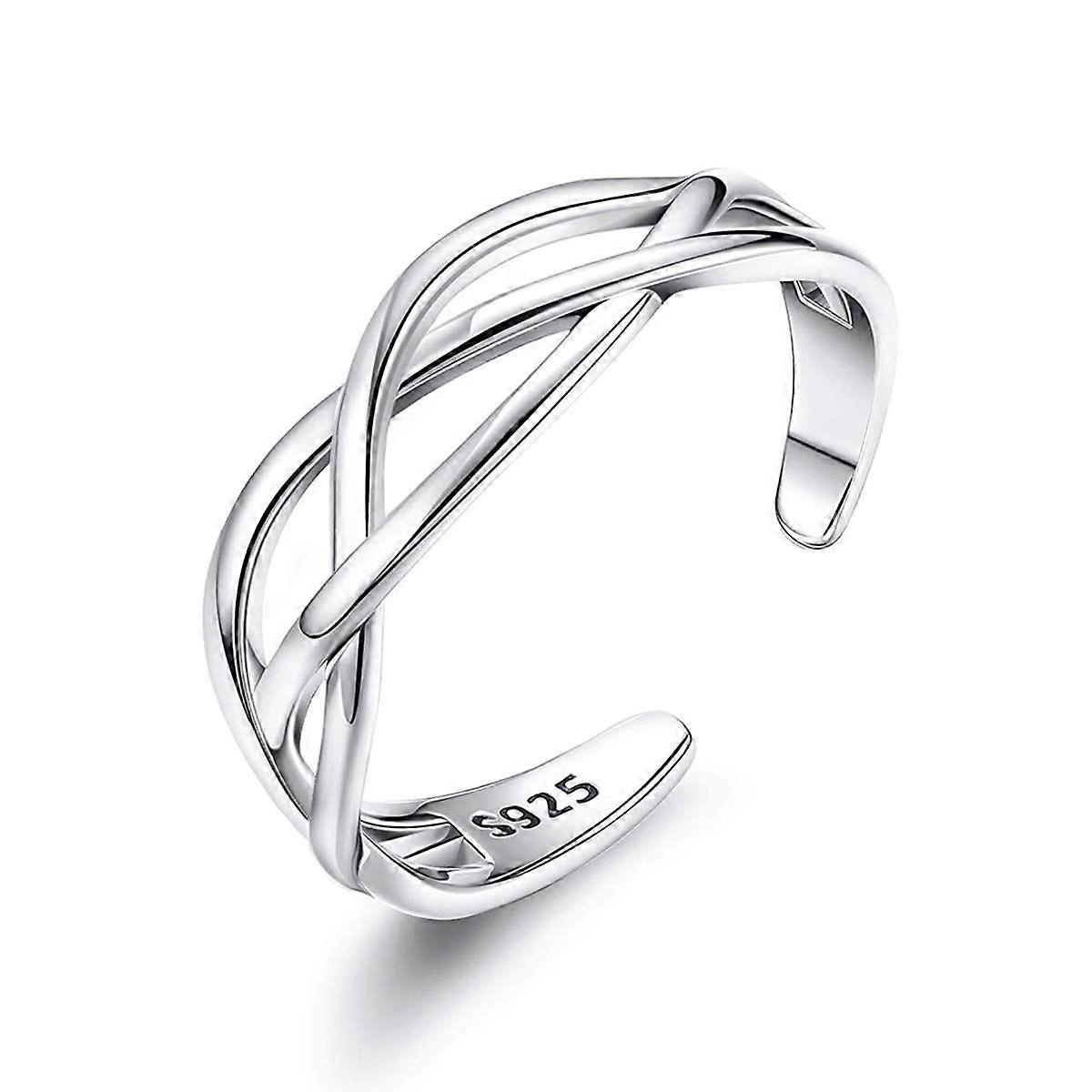 Solid 925 Sterling Silver Ring for Women,Adjustable Vintage Ring