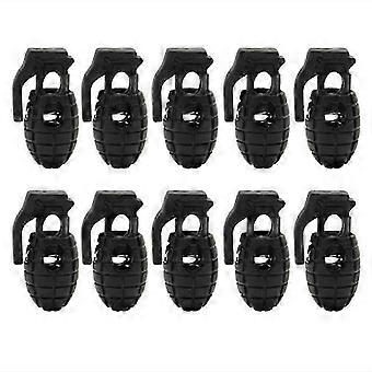10pcs Grenade Shape Shoelace Buckle Tightening Non-slip Buckle Shoelace Clip(Black)