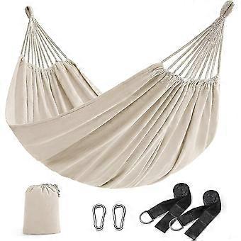 Hengekøye, for 2 personer, 200 x 150 cm, kan holde opptil 300 kg, for terrasse, balkong, hage, utendørs, beige