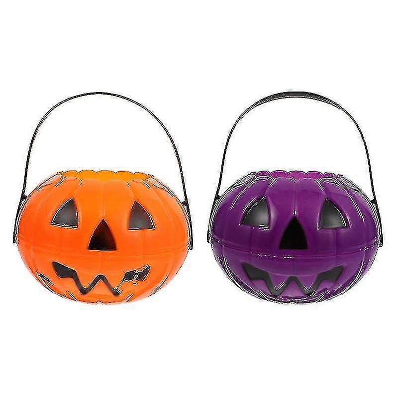 2pcs Plastic Halloween Creative Pumpkin Lantern Handheld Lantern Decorations