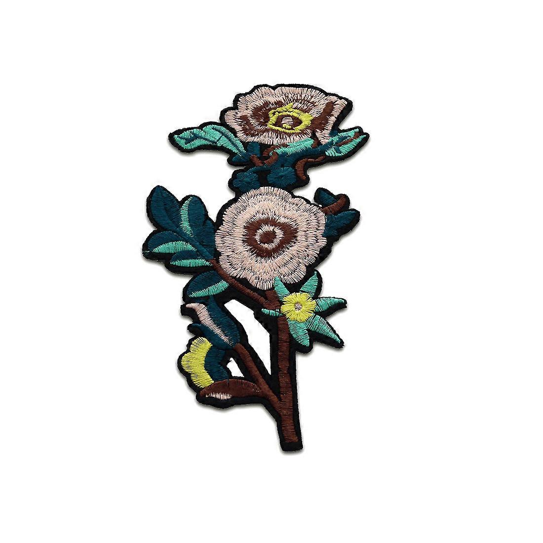 Patch / Iron-on Patch - XL Peony Flower - laks / grønn - 18x9,5cm - Patch