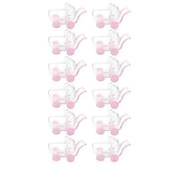 Plastic Stroller Candy Boxes Toys for Storage Use Pink Color 36Pcs