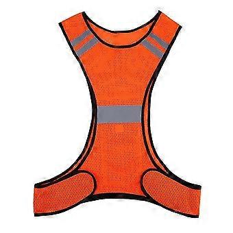 High Visibility Reflective Safety Vest Night Running Security Clothing Adjustable Waist(Orange)