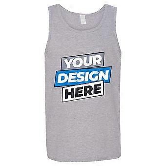 Personalised Mens Custom Printed Tank Top Singlet T Shirt Logo Printing Sport Grey